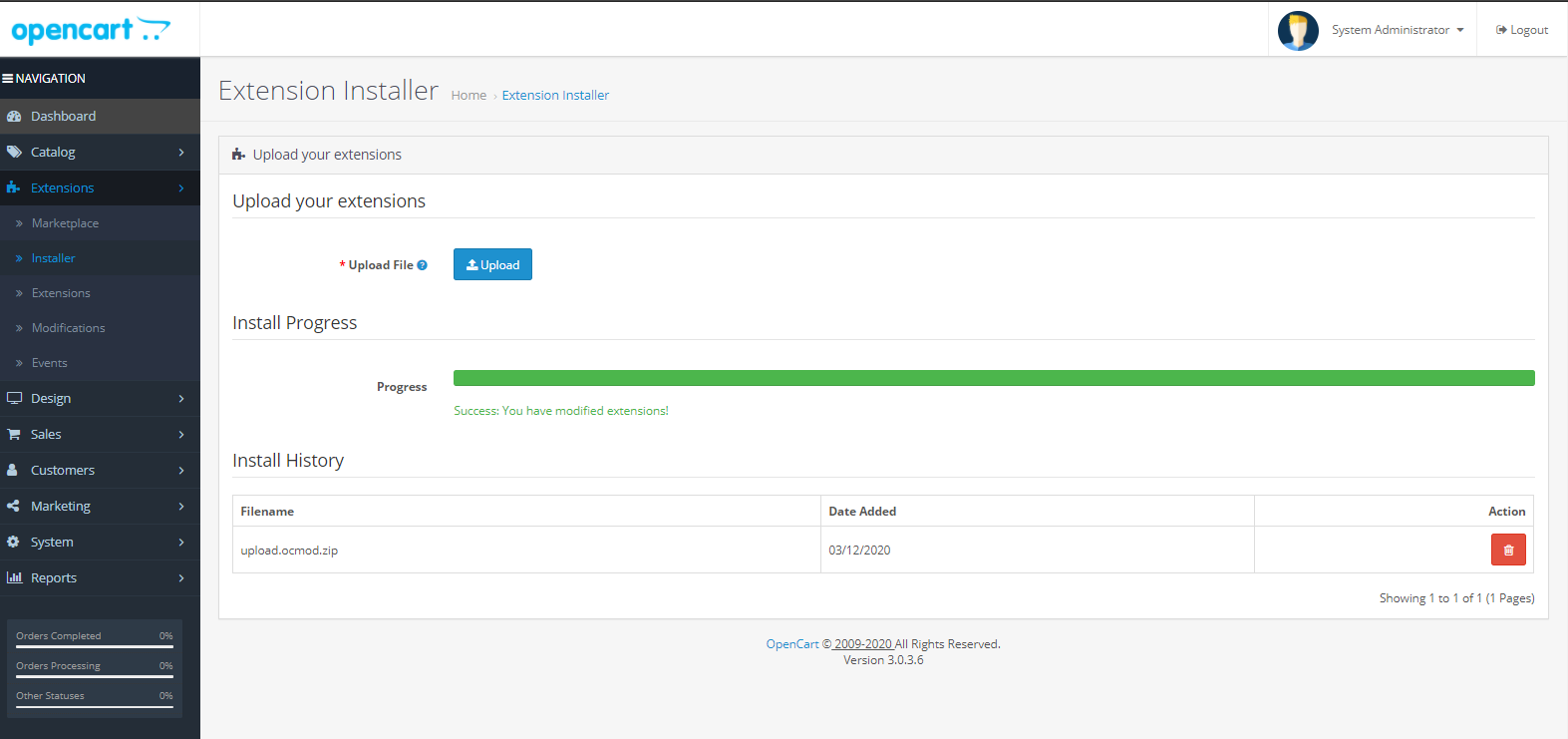 File Bahasa Opencart Berhasil Diupload