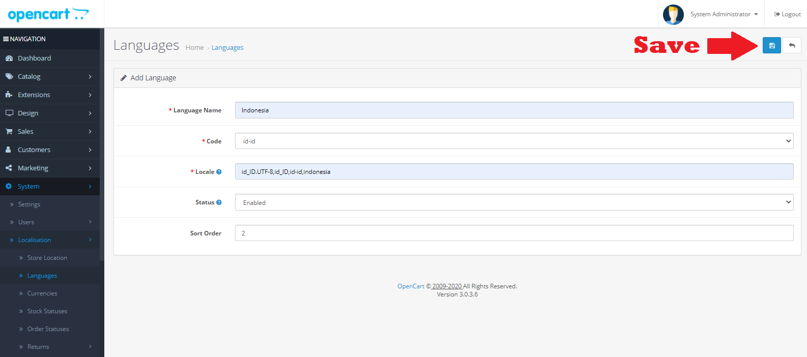 Seting Bahasa Opencart