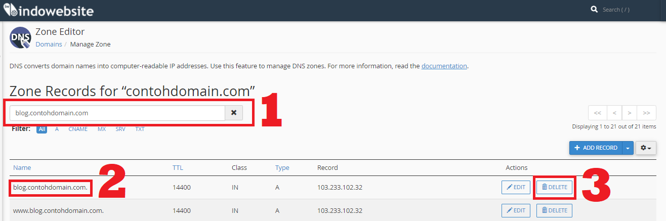 Cari Subdomain yang Dicustom