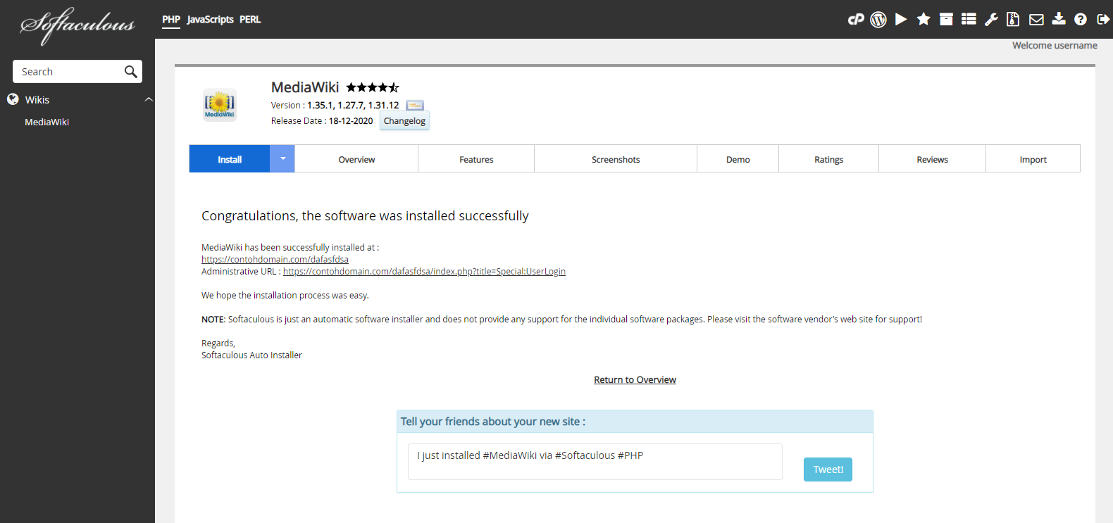 Instalasi MediaWiki Selesai