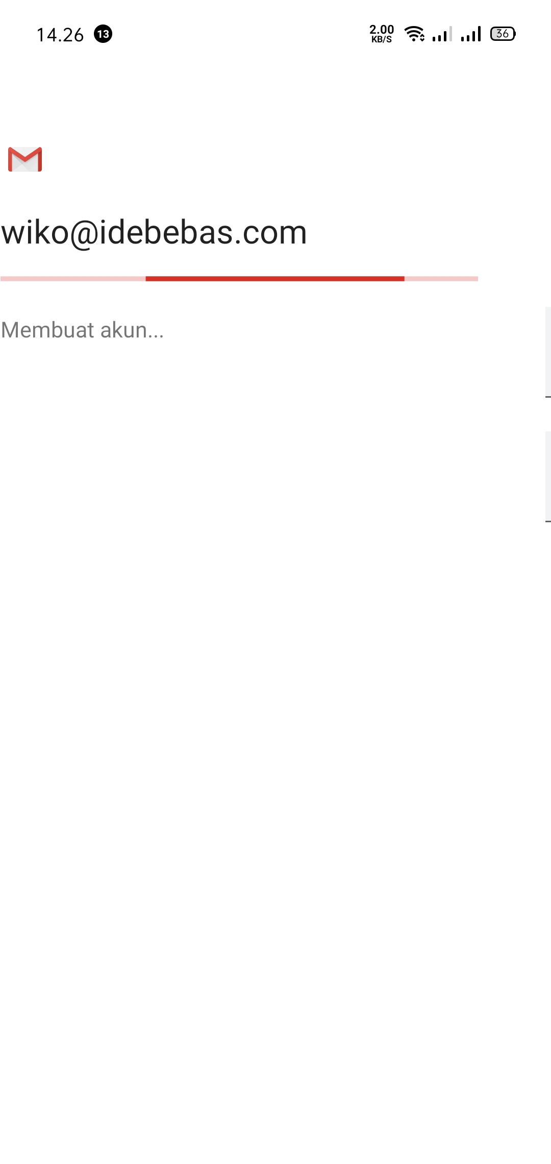 Proses Pemasangan Email pada Android