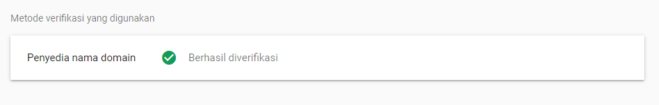Verifikasi Webmaster Tools Berhasil