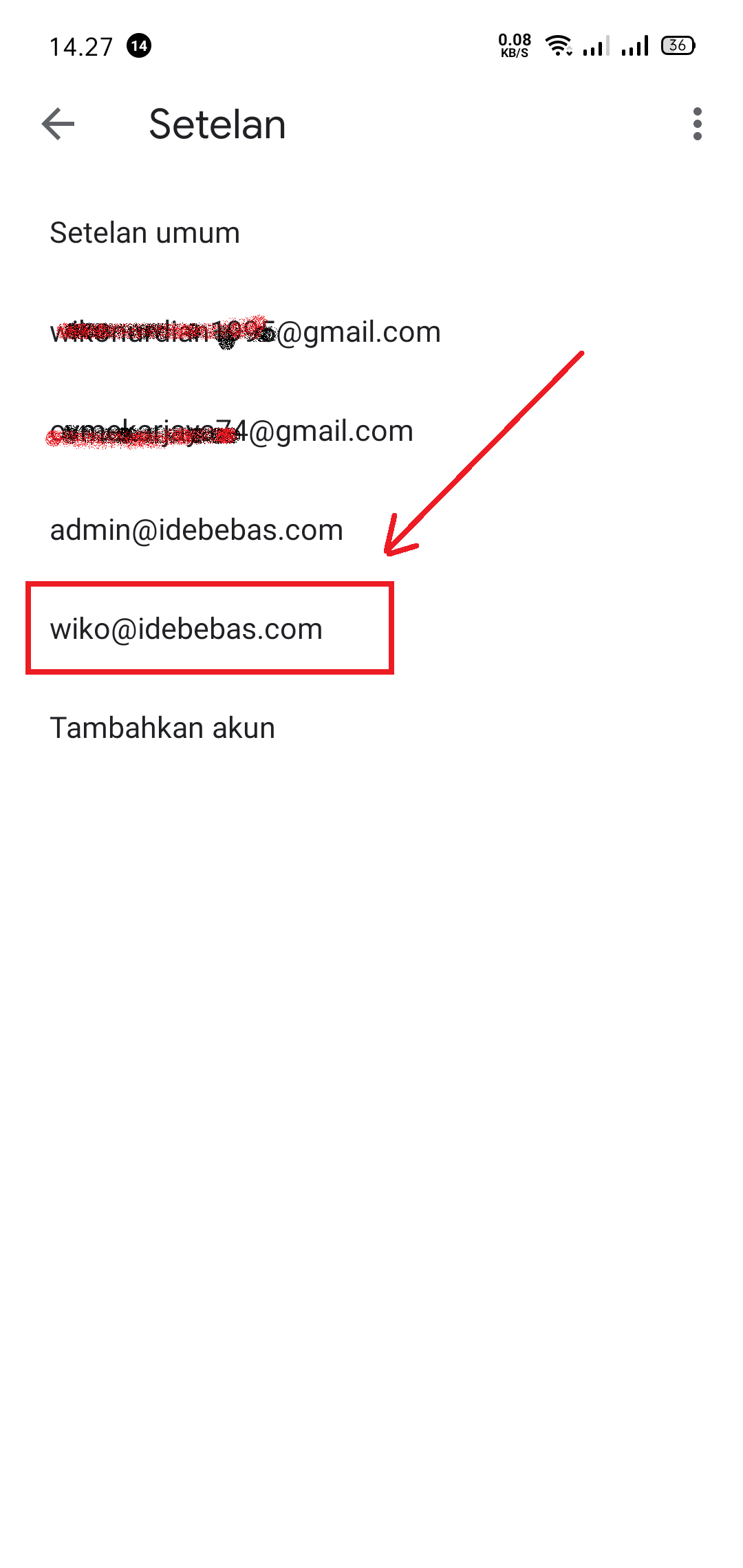 Akun Email Berhasil Dipasang