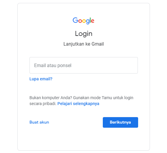 Halaman Login Gmail