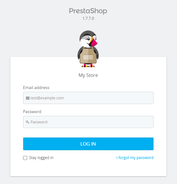 Halaman Login Prestashop