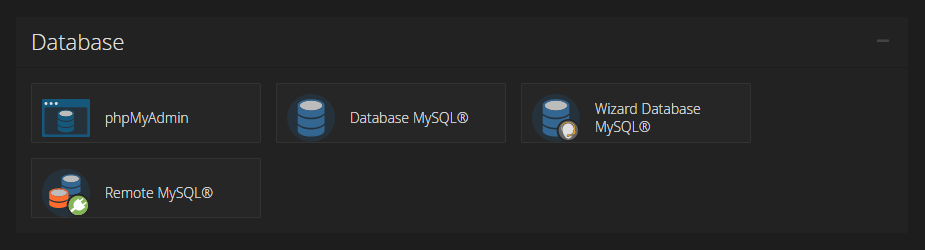 Menu MySQL Database Wizard