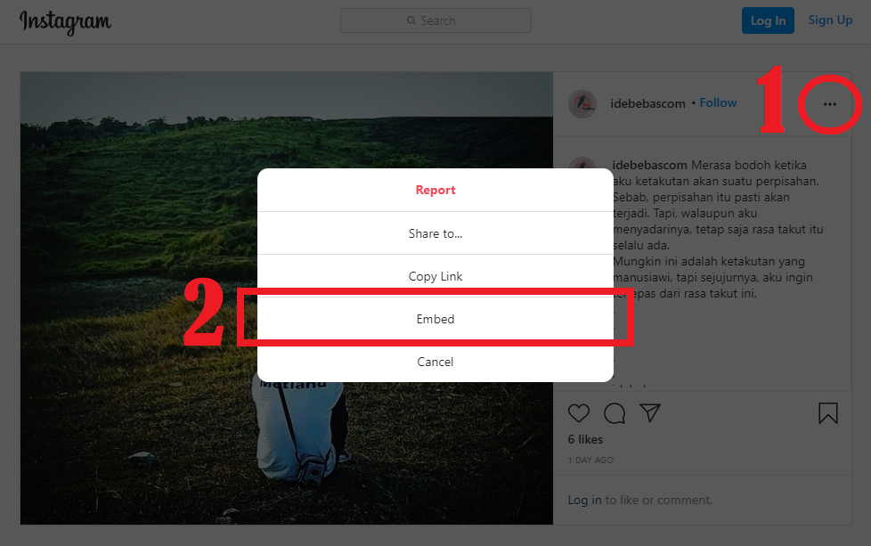 Tombol Embed Kontent Instagram