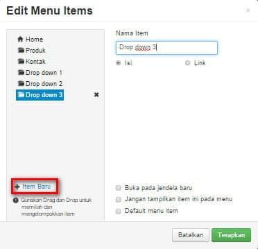 Mebuat Menu Drop Down Pada Website Builder - IndoWebsite Knowledgebase