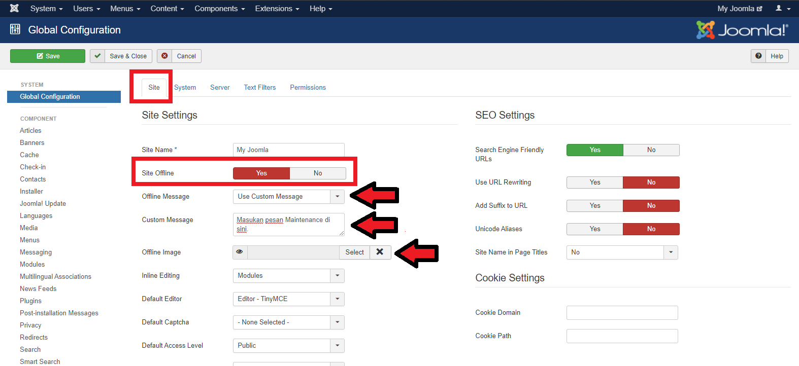 Atur Mode Maintenance
