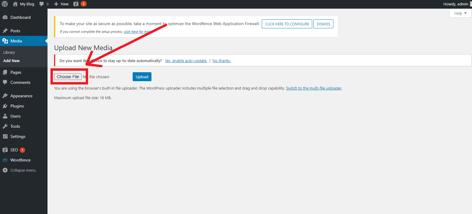 Choose File Wordpress