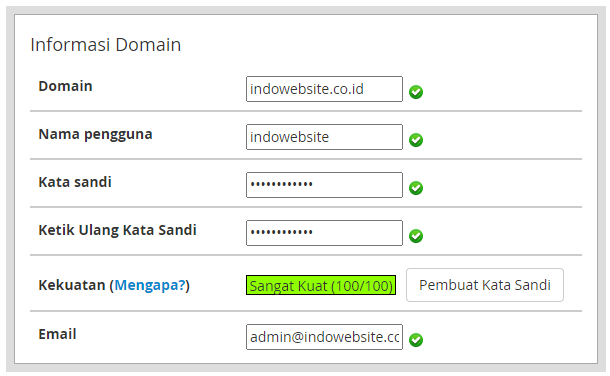 Kolom Informasi Domain
