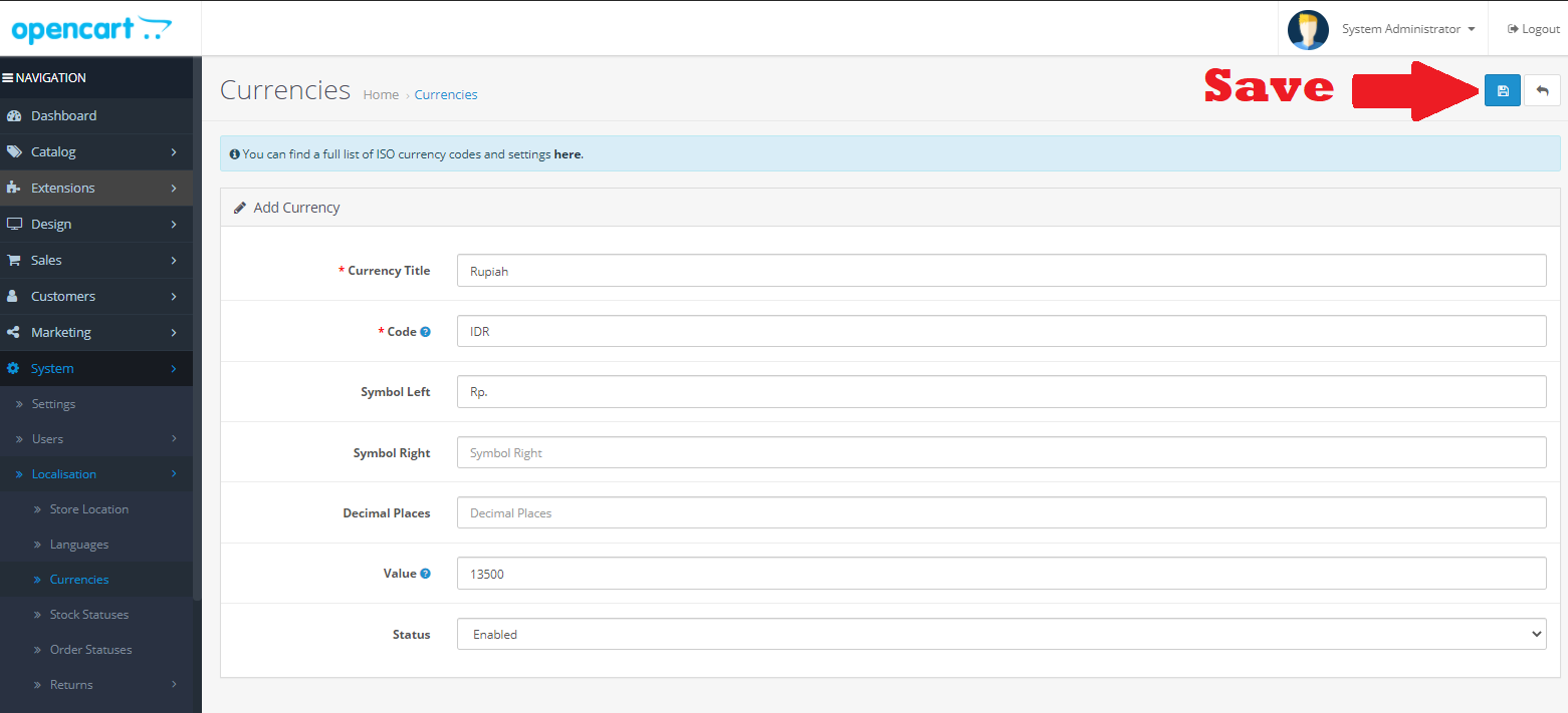 Membuat Mata Uang Opencart