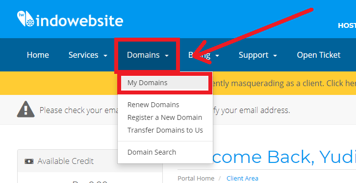 Menu Domains Indowebsite