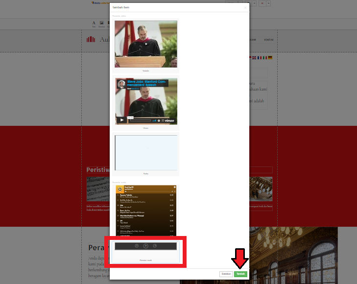 Pemutar Musik Website Builder