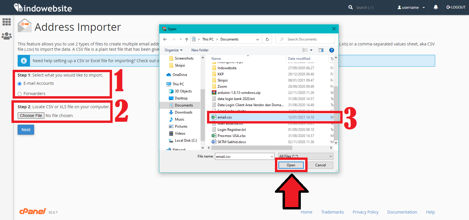 Pilih File csv