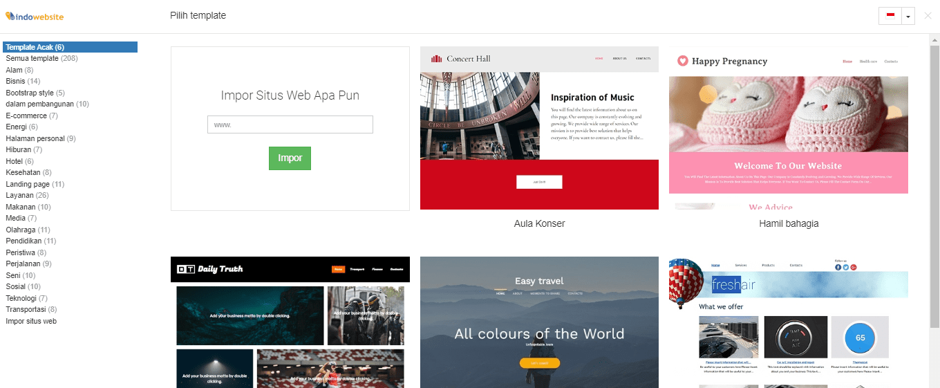 Pilih Template Website Builder
