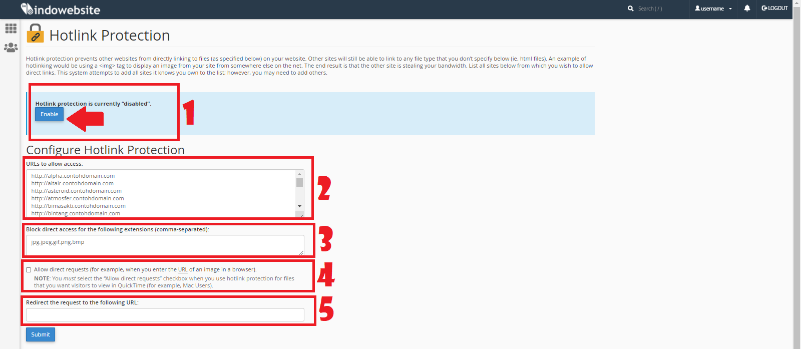 Settings Hotlink Protection