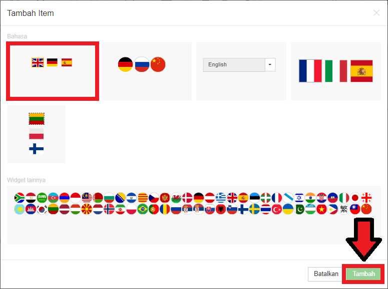 Tambah Item Bahasa