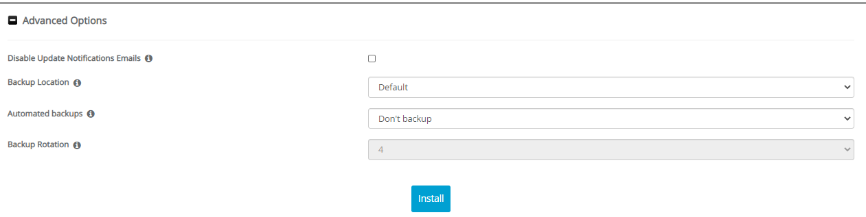 Advanced Options Zend