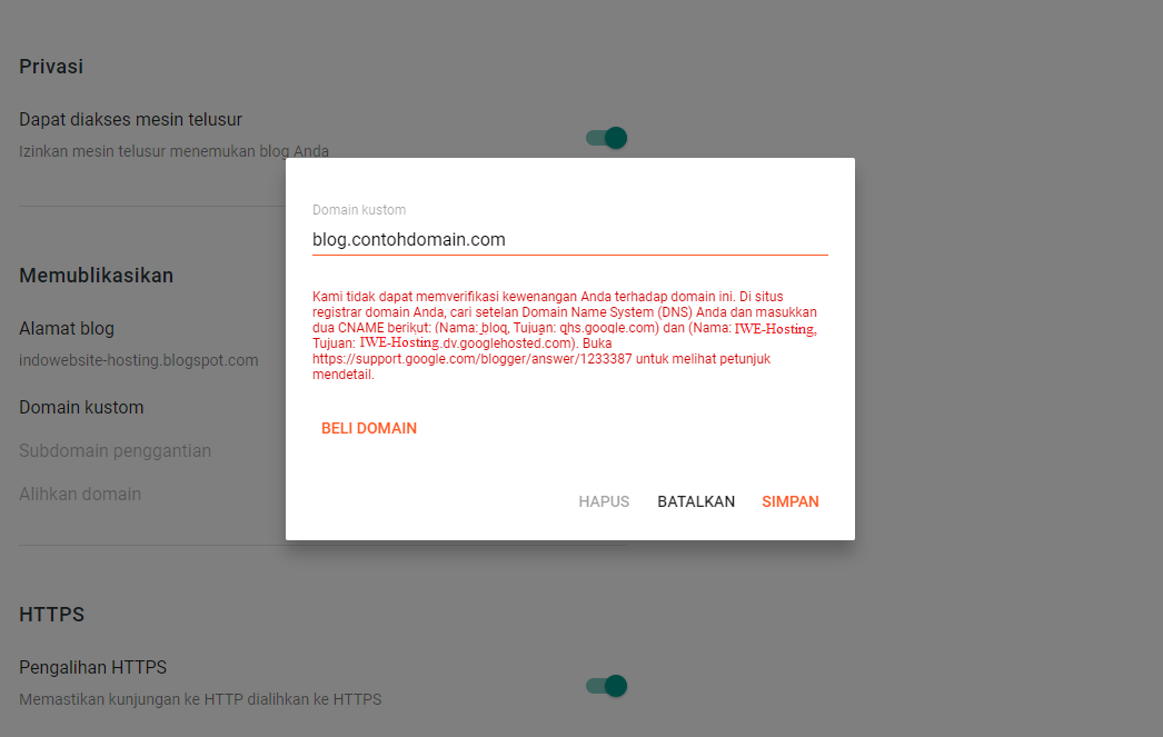 DNS yang harus Disetting