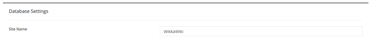 Database Settings Wikkawiki