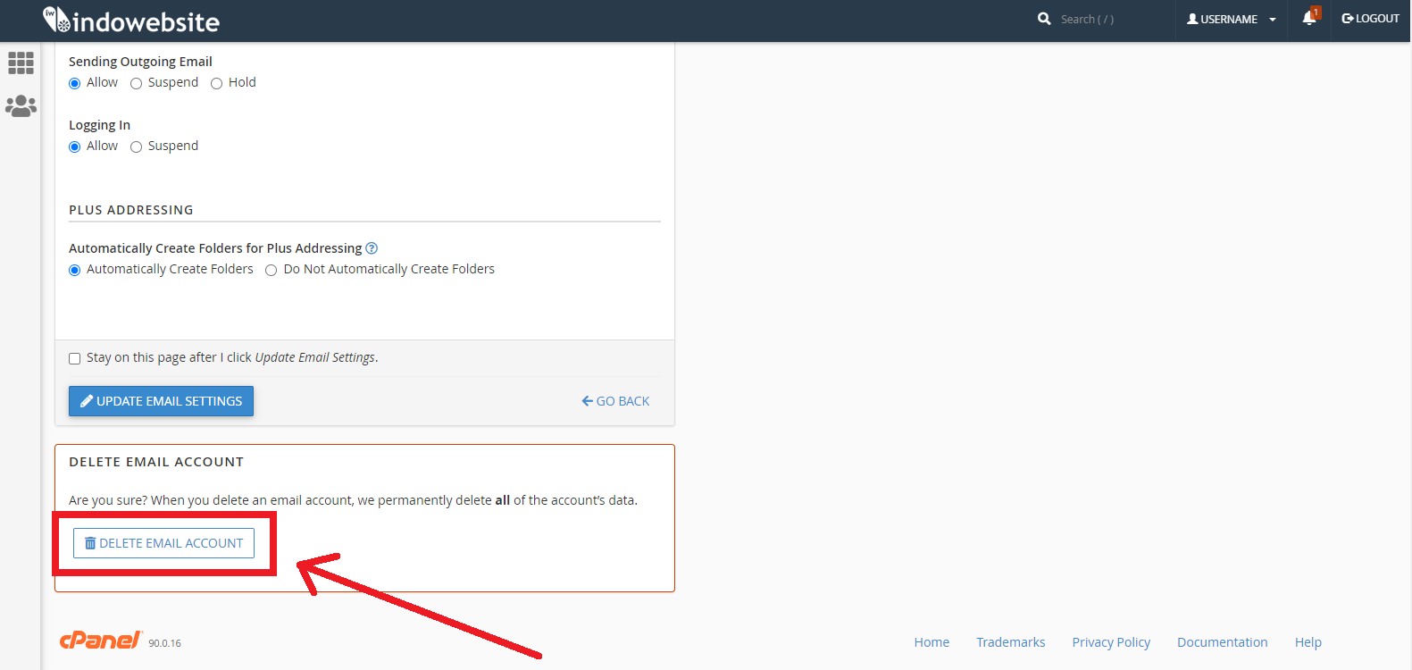 Delete Email Account