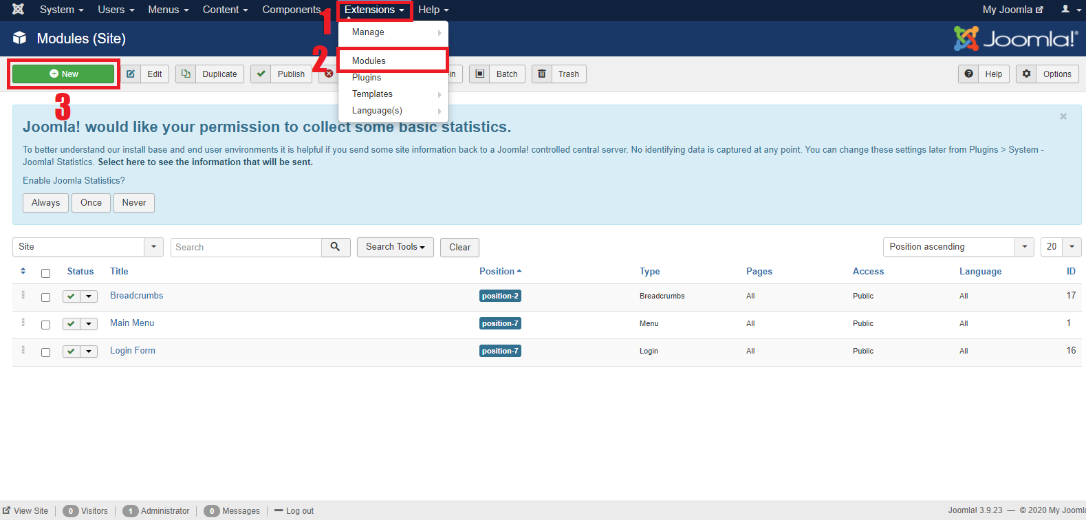 Menambahkan module Joomla