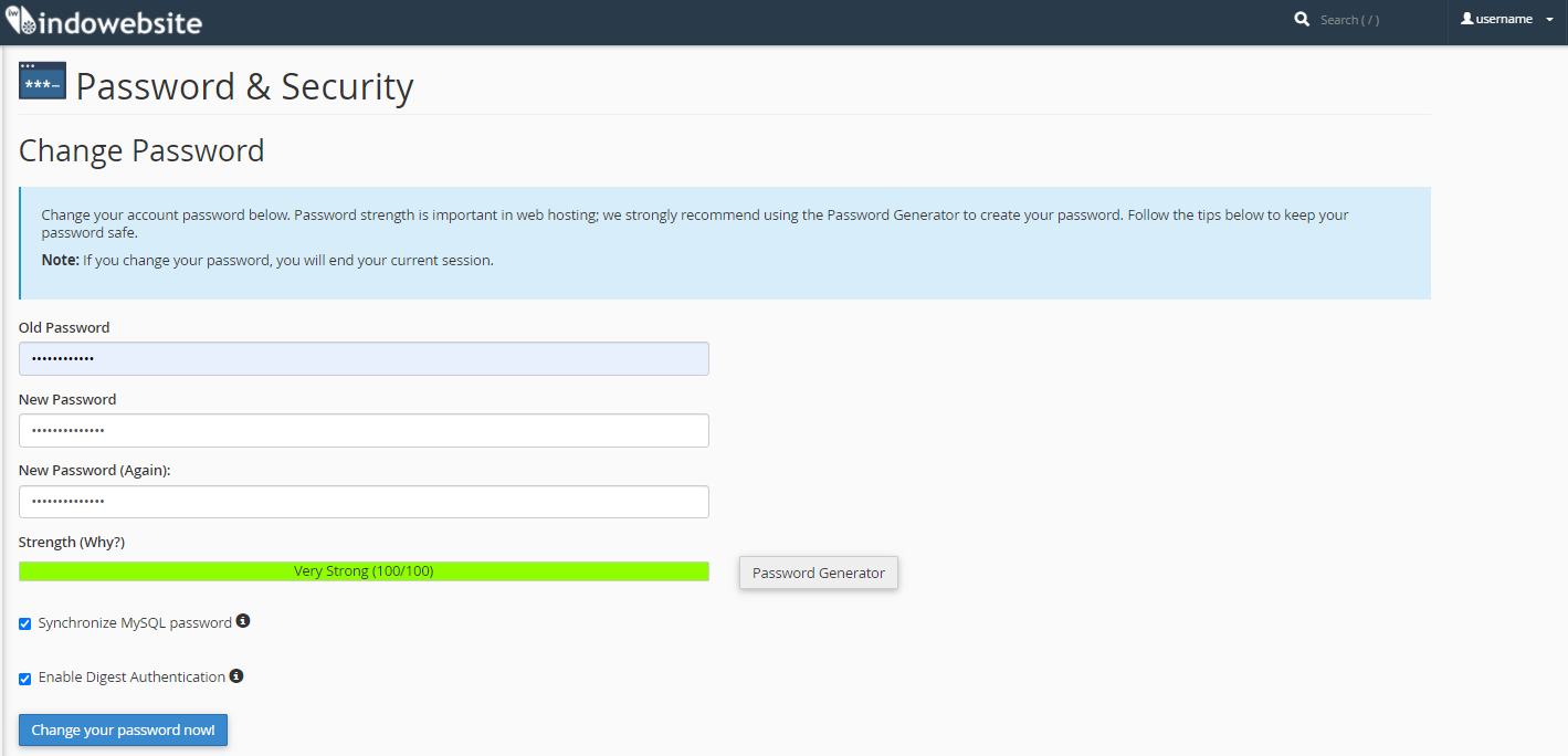 Mengubah Password cPanel
