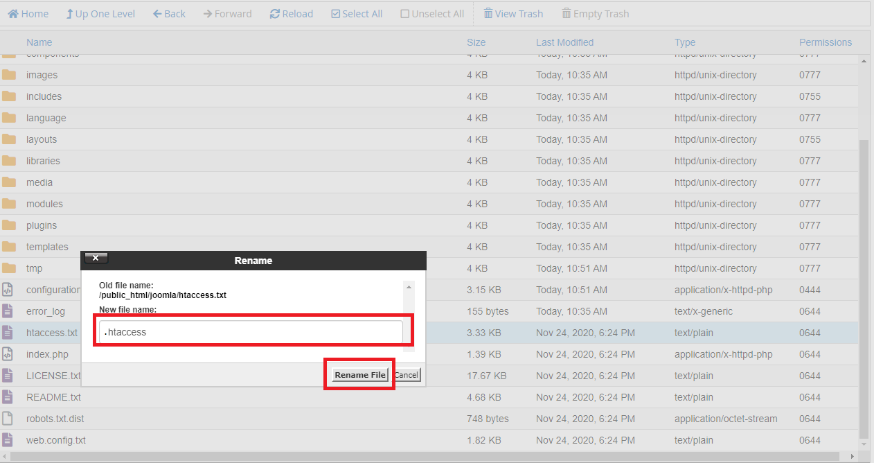 Rename File htaccess
