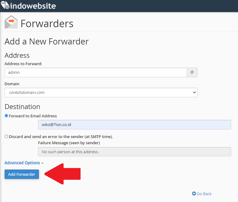 Settings Email Forwarders