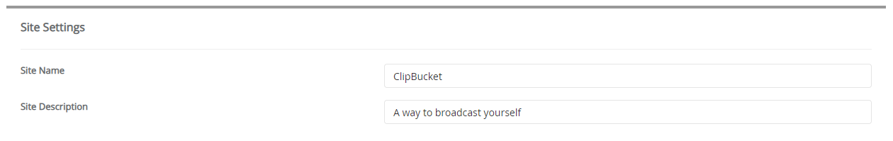 Site Settings ClipBucket