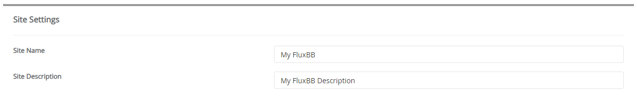 Having site name. FLUXBB. Site setting.