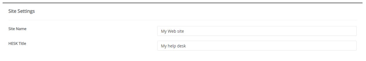 Site Settings HESK