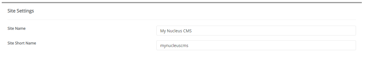 Site Settings Nucleus