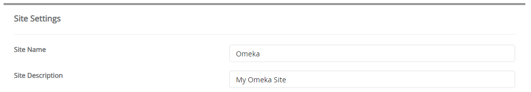 Site Settings Omeka