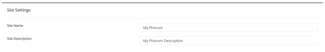 Site Settings Phorum