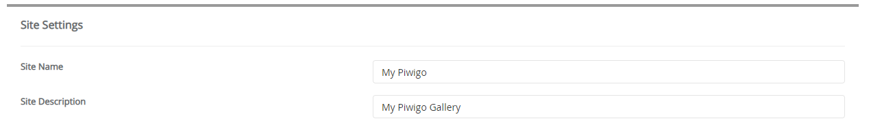 Site Settings Piwigo