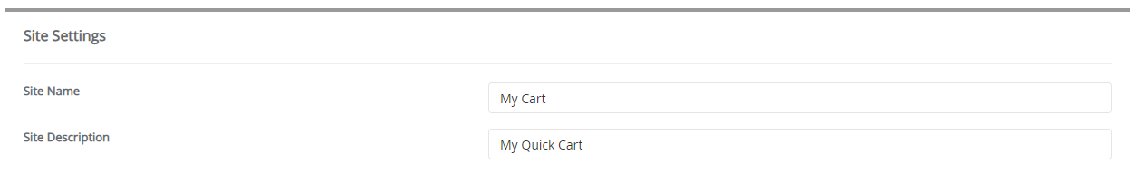 Site Settings Quick.Cart