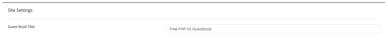 Site Settings VX Guestbook