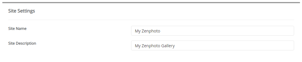 Site Settings Zenphoto