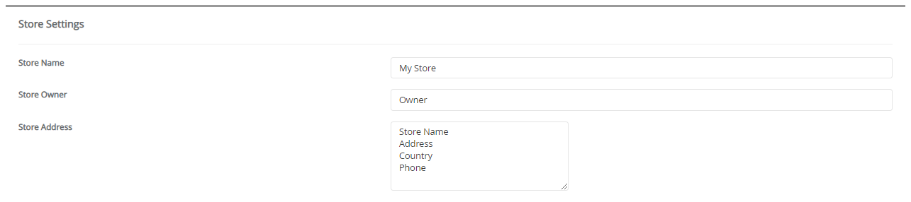Store Settings OSCommerce