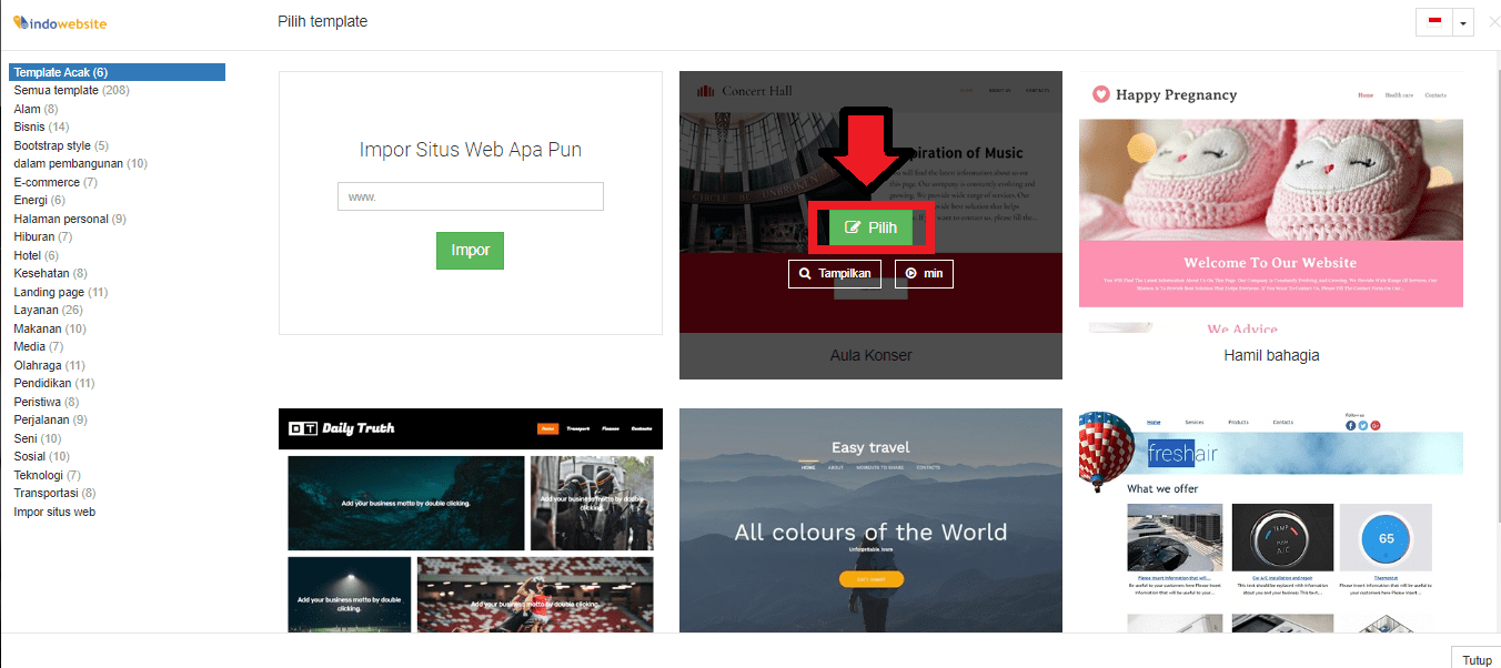 Ubah Template Website Builder