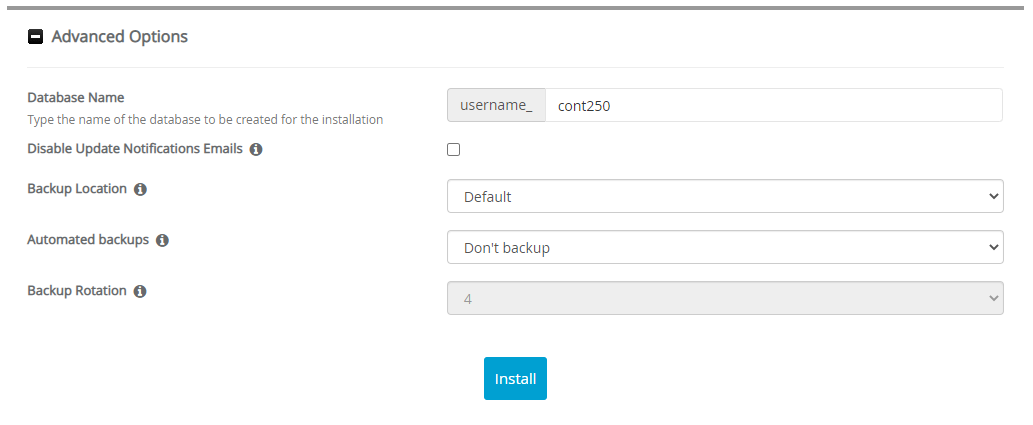 Advanced Options Contao