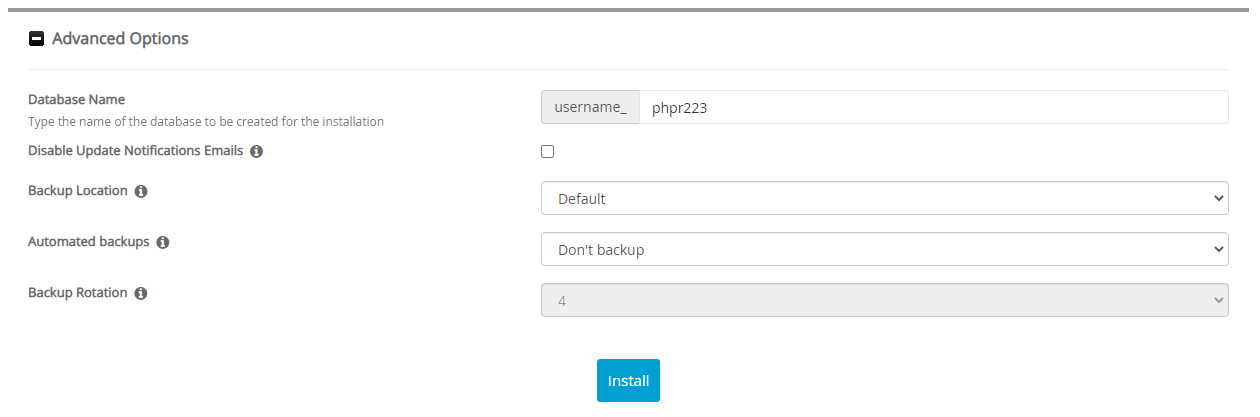 Advanced Options PHProjekt