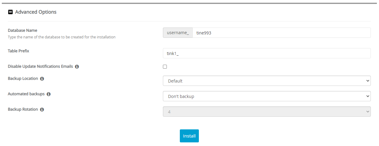 Advanced Options Tine