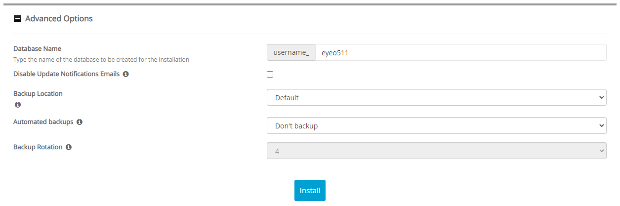 Advanced Options eyeOS