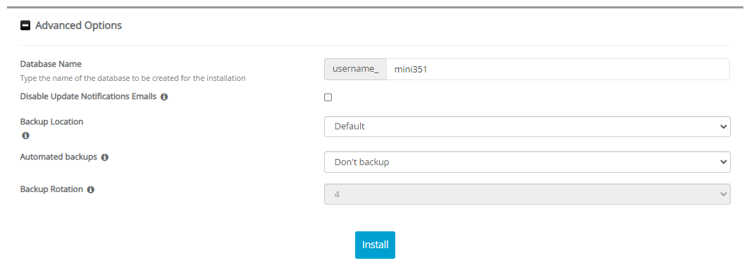 Advanced Options miniBB