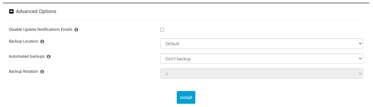 Advanced Options yii