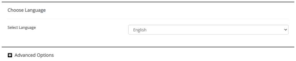 Choose Language phpMyAdmin