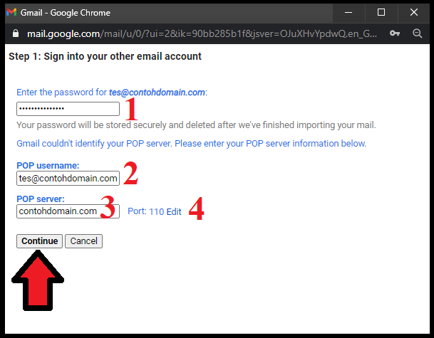 Masukan Setingan Email